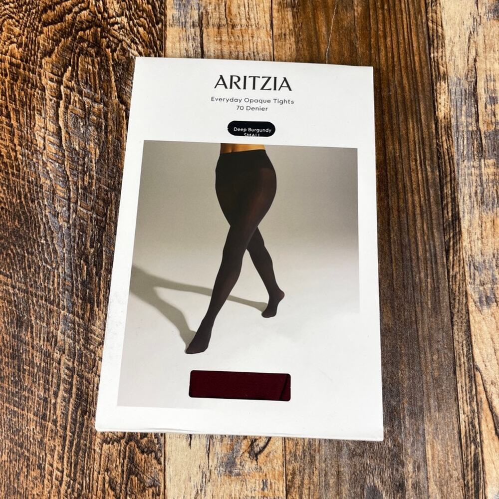 Aritzia Women's S Deep Burgundy 70 Denier Nylon Elastane Everyday Opaque Tights